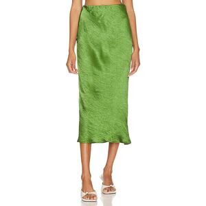 Enza Costa Green Crinkle Satin Skirt Size XS